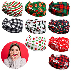 MTLEE Christmas twisted headbands pack with vibrant patterns for festive styling.
