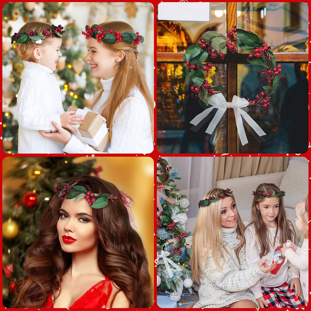 MTLEE red berries ribbon headpiece adjustable for secure fit