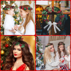 MTLEE red berries ribbon headpiece adjustable for secure fit