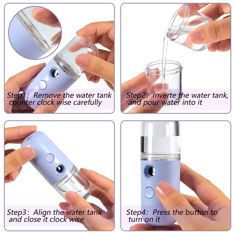 Mudder nano facial mister black front highlights discreet personal misting for makeup prep