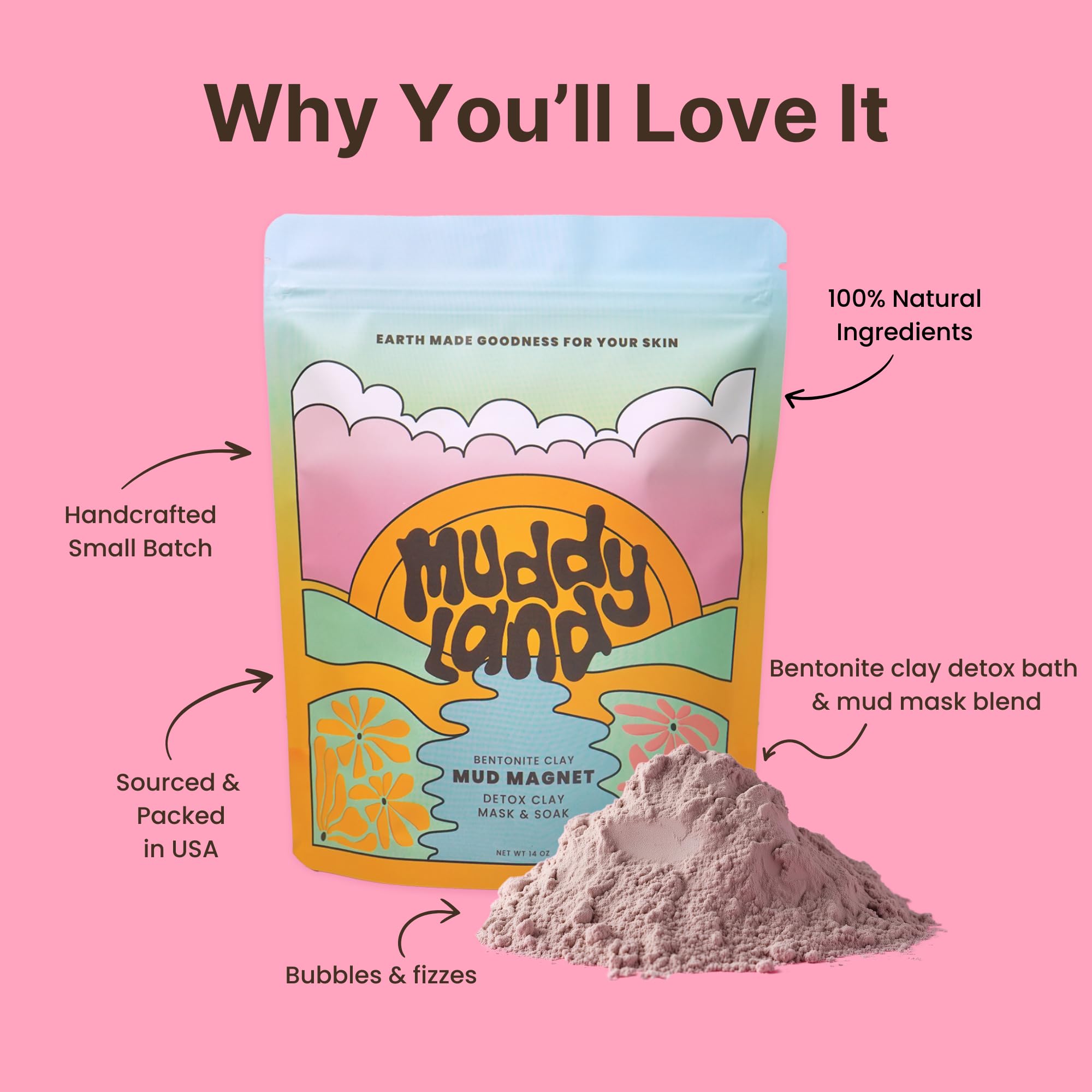 muddyland magnetic-clay detox-bath bubbling texture for renewal.