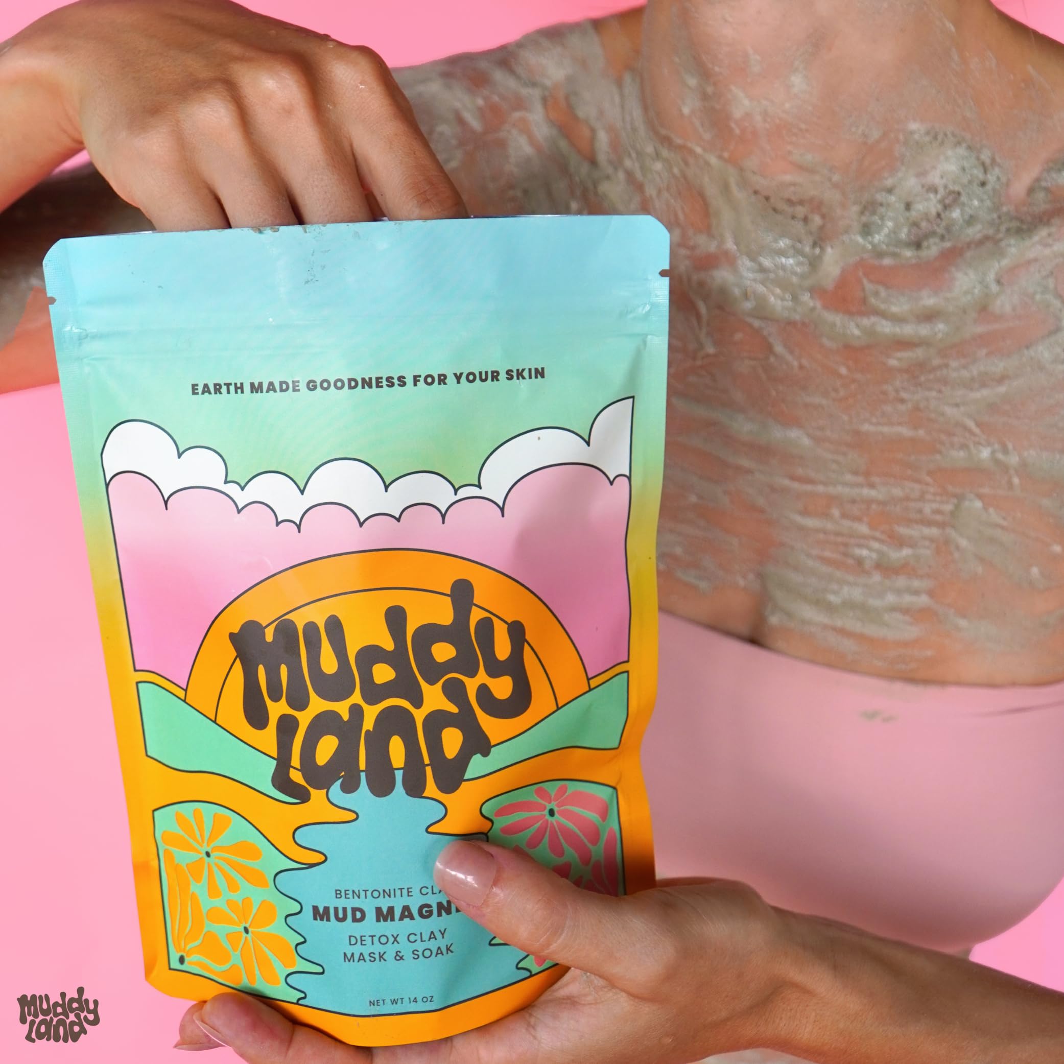 muddyland secret-santa gift packaging shown as a festive spa gift.