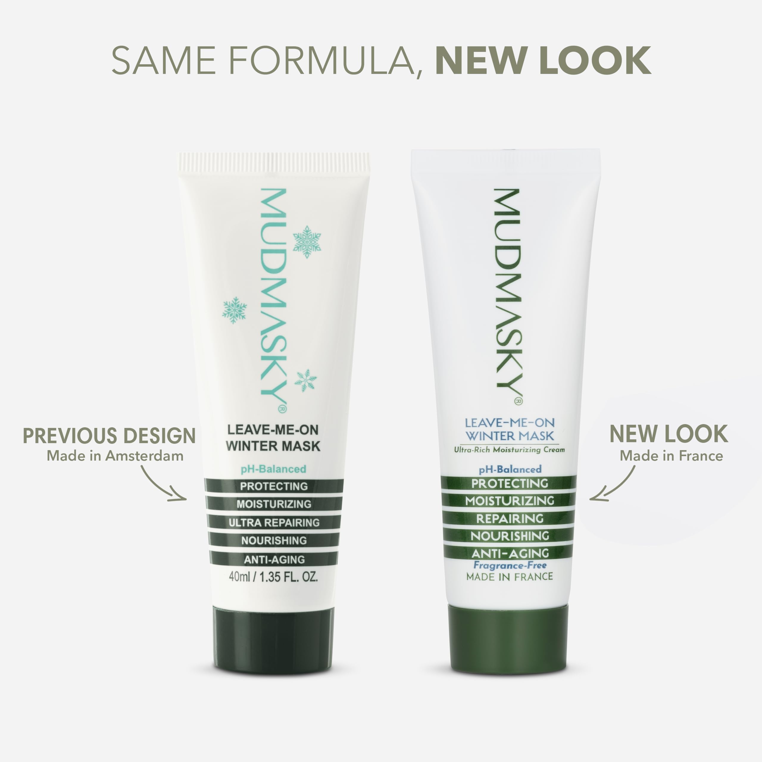 MUDMASKY Leave-Me-On Winter Mask cream swirl highlights ultra-hydration for winter skin