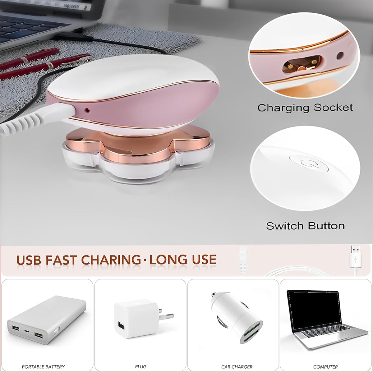 Muflylee rechargeable battery delivers about 60 minutes of cordless shaving.