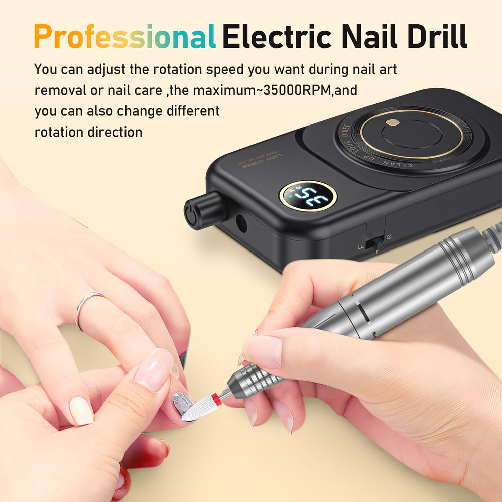 MUGLE portable nail drill belt-clip demonstrates secure handling during quick manicures