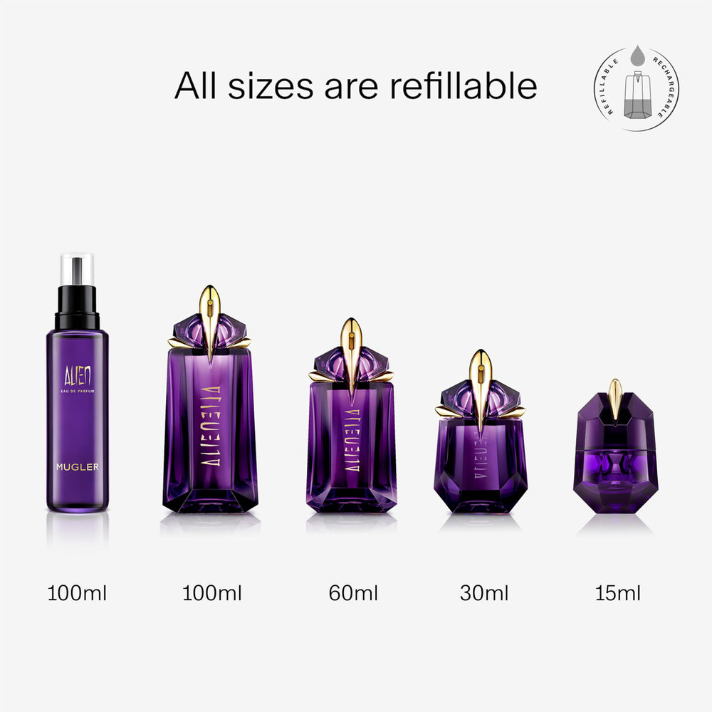 Mugler Alien spray application shot guiding an effortless cloud spray