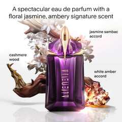 MUGLER Alien EDP bottle back, showcasing refillable luxury design