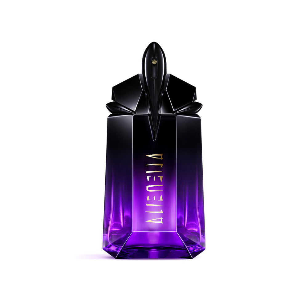 Mugler Alien Extraintense bottle closeup showing vanilla and tuberose profile