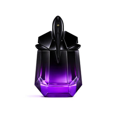 Mugler Alien Extraintense bottle close-up showing bold floral vanilla notes for evening wear