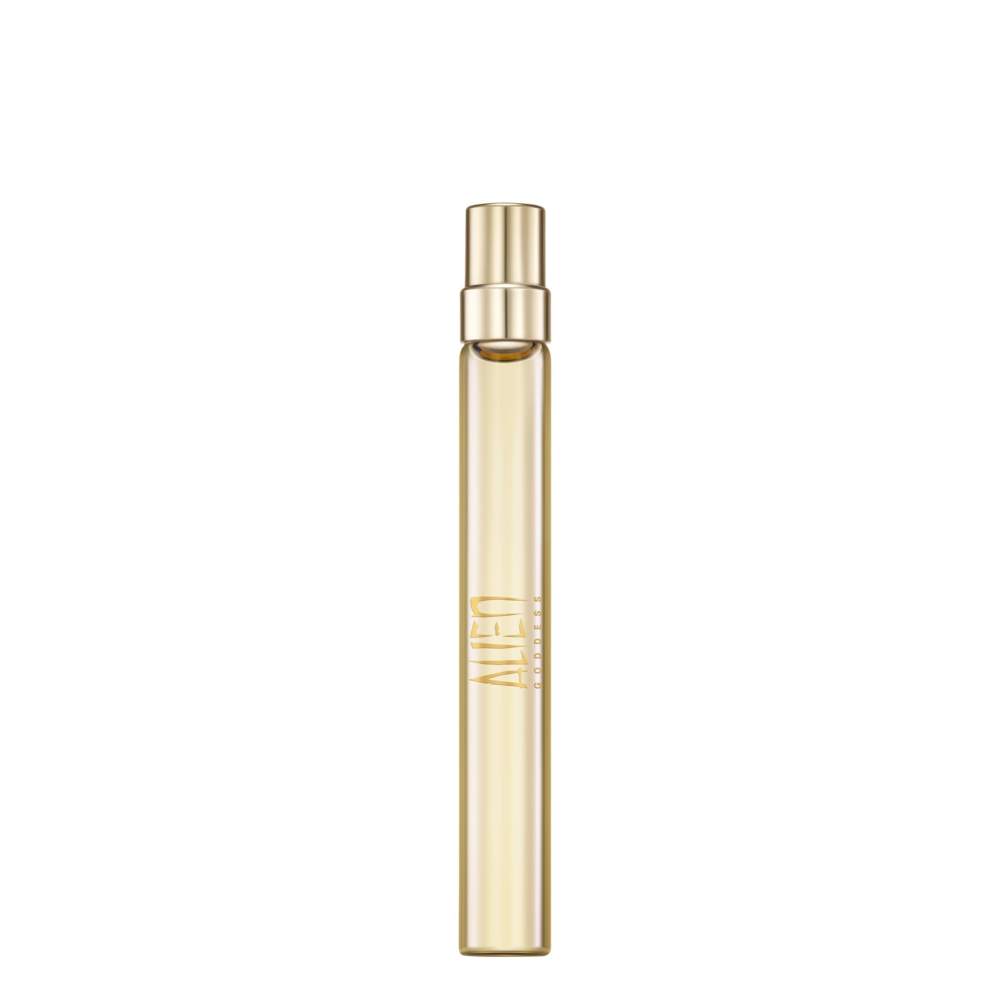 Mugler Alien Goddess bottle closeup highlighting premium scent and radiant presence.