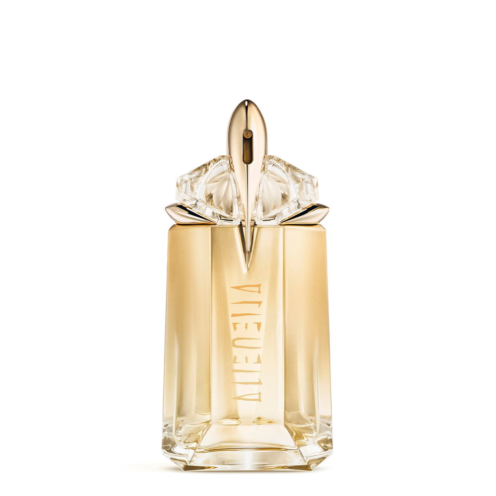Mugler Alien Goddess bottle front radiates luxury for daily fragrance rituals