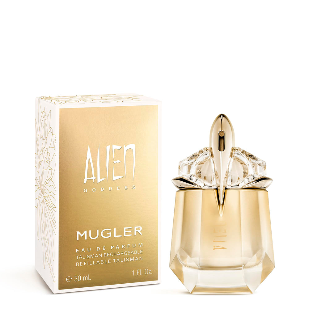 Mugler Alien Goddess packaging flatlay presents premium presentation and collector appeal
