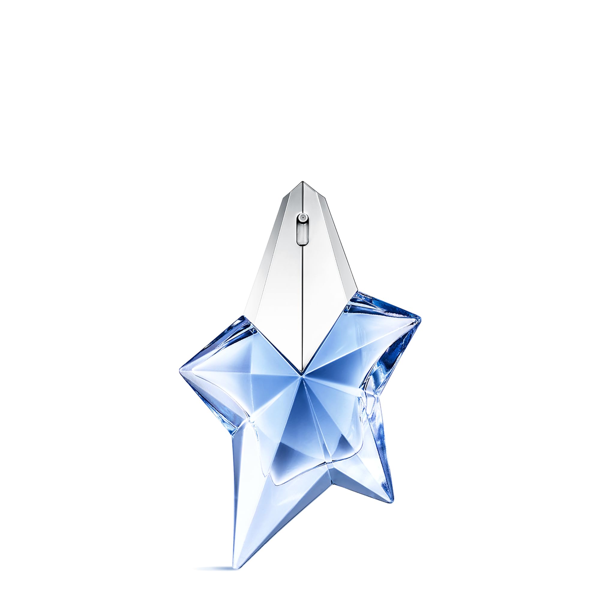Mugler Angel bottle front view highlights iconic design for daily fragrance ritual.
