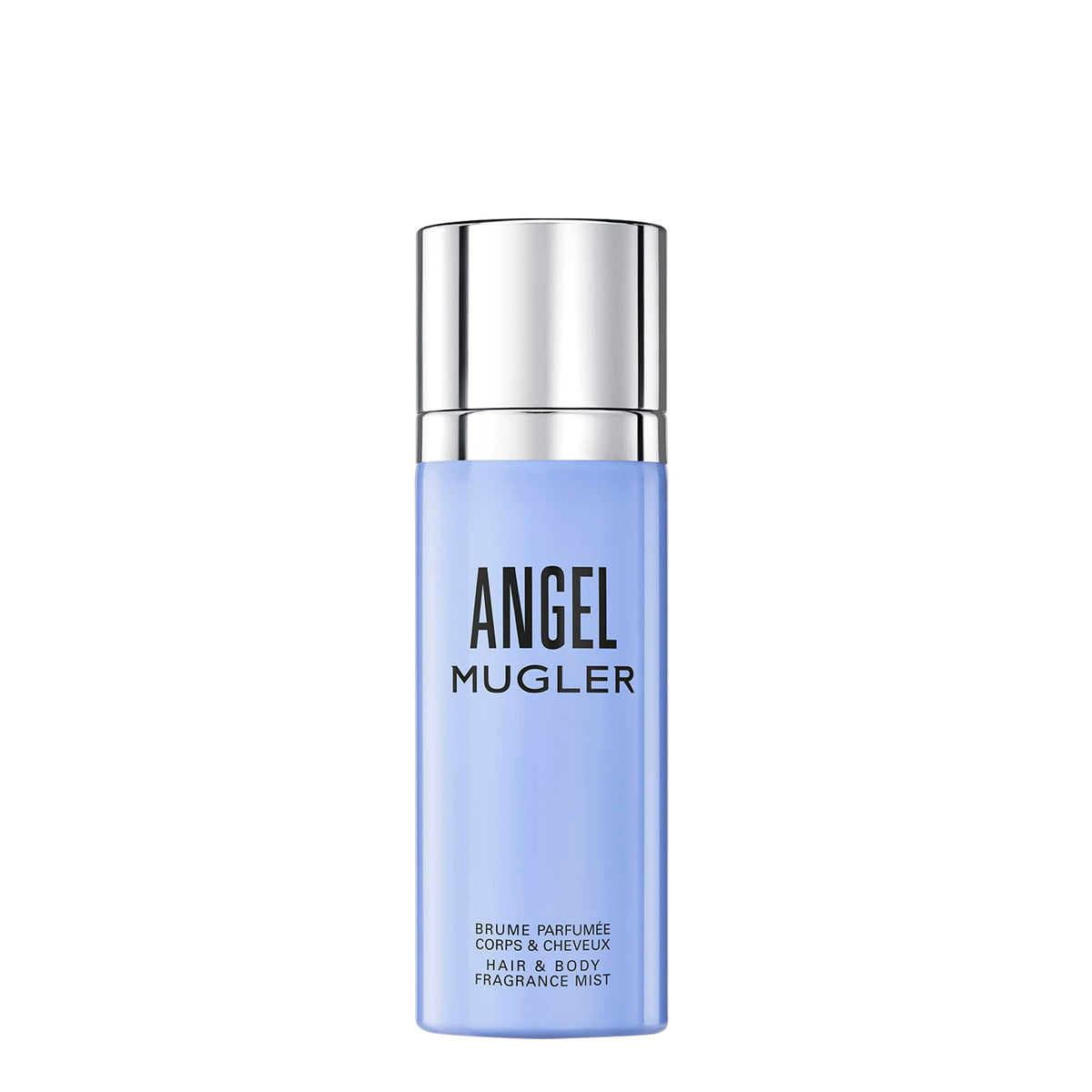 Mugler Angel Hair & Body Mist bottle-front showcases premium design for daily fragrance refresh.