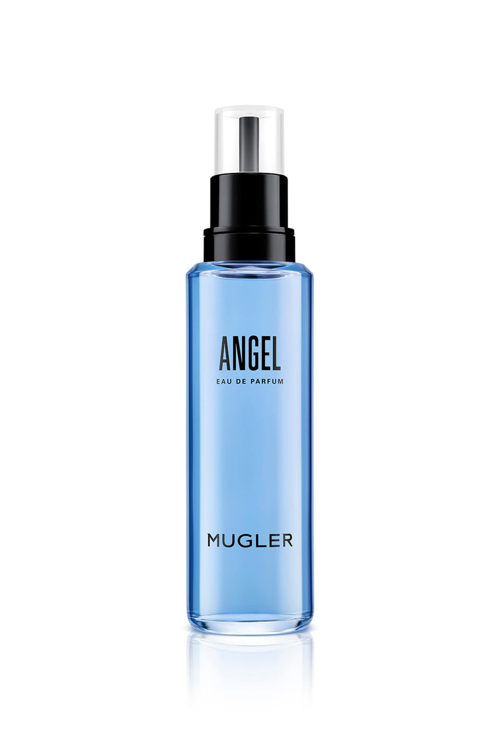 MUGLER Angel Refill bottle closeup highlighting premium design for sustainable luxury