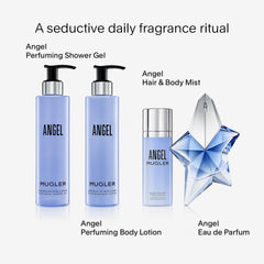 Mugler Angel star packaging featuring iconic branding for premium shower experience.