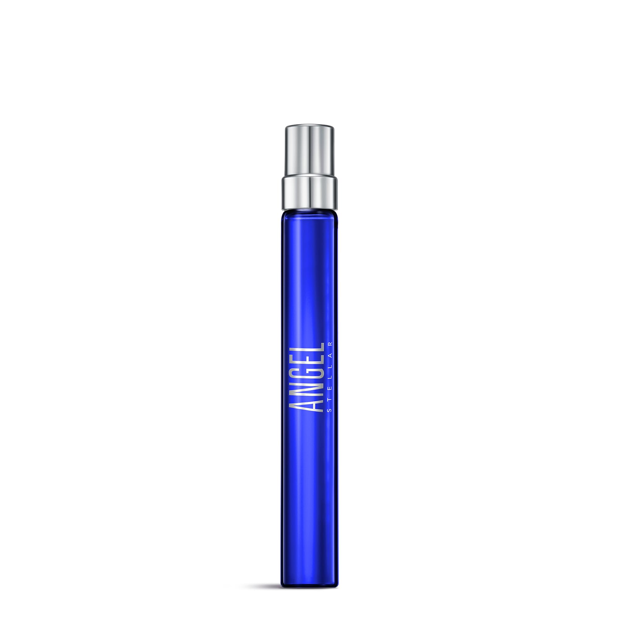 Mugler Angel Stellar pistachio-accord bottle highlights creamy gourmand notes for elegant evenings.