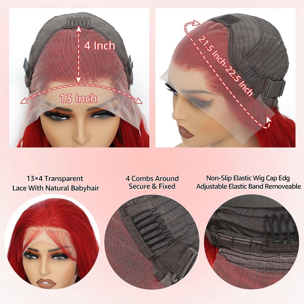 Mululi red wig wedding-day look demonstrates elegance and long-lasting shine.