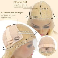 Mululi 30-inch 613 lace-front wig demonstrates curl-friendly texture for versatile styling.