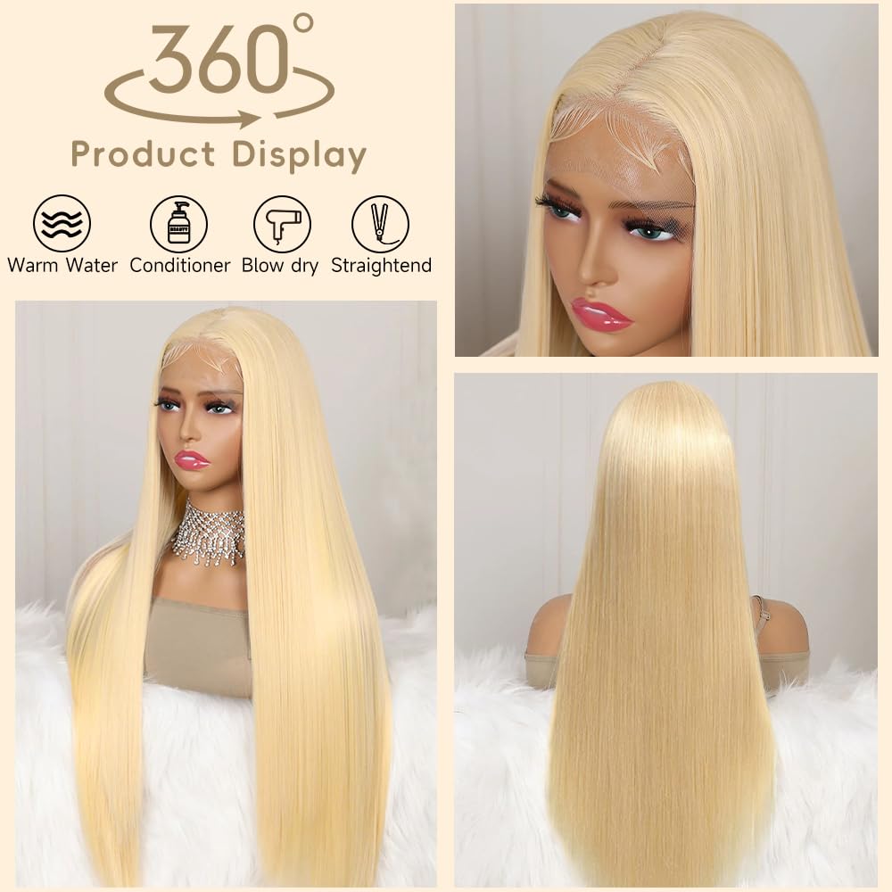 Mululi 30-inch 613 lace-front wig side view highlights length and shine for versatile styling.