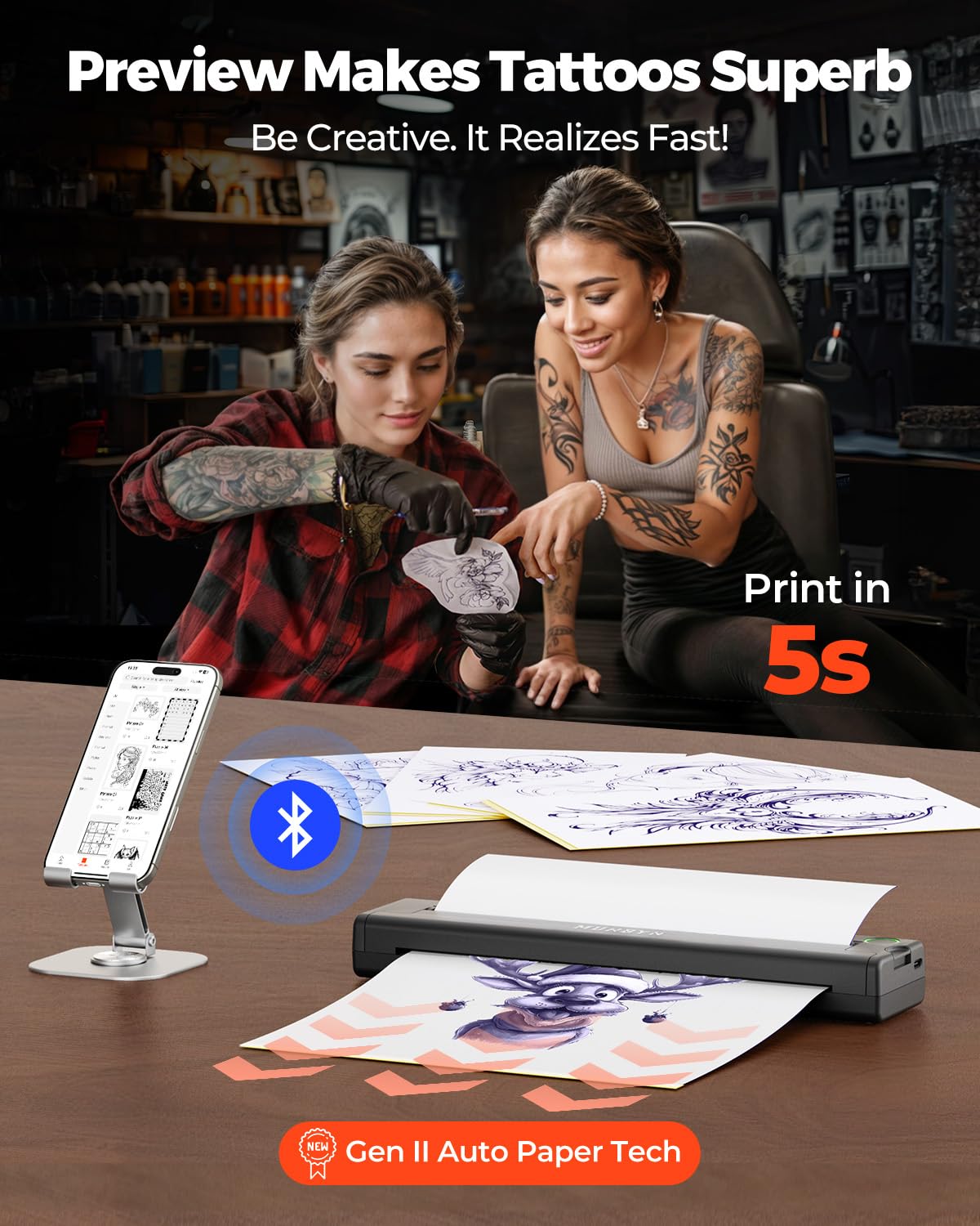 MUNBYN ITP05 weight and size, ultra portable printer for space saving workflows.