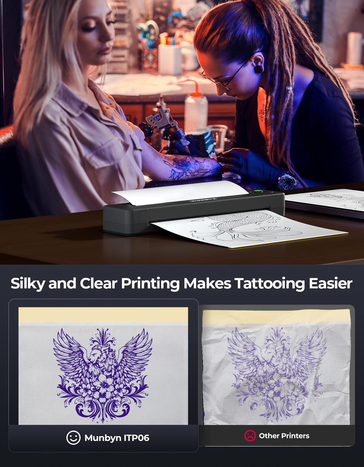 MUNBYN ITP06 Bluetooth connectivity enables quick wireless printing from a smartphone