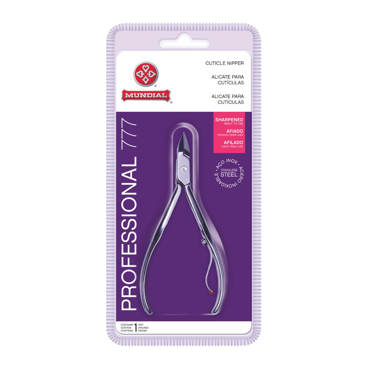 Mundial 777 cuticle nipper blade closeup for precise manicures and flawless trims.