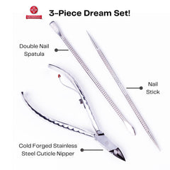 Mundial duplex cuticle pusher-scraper ready for spa-like nail prepping