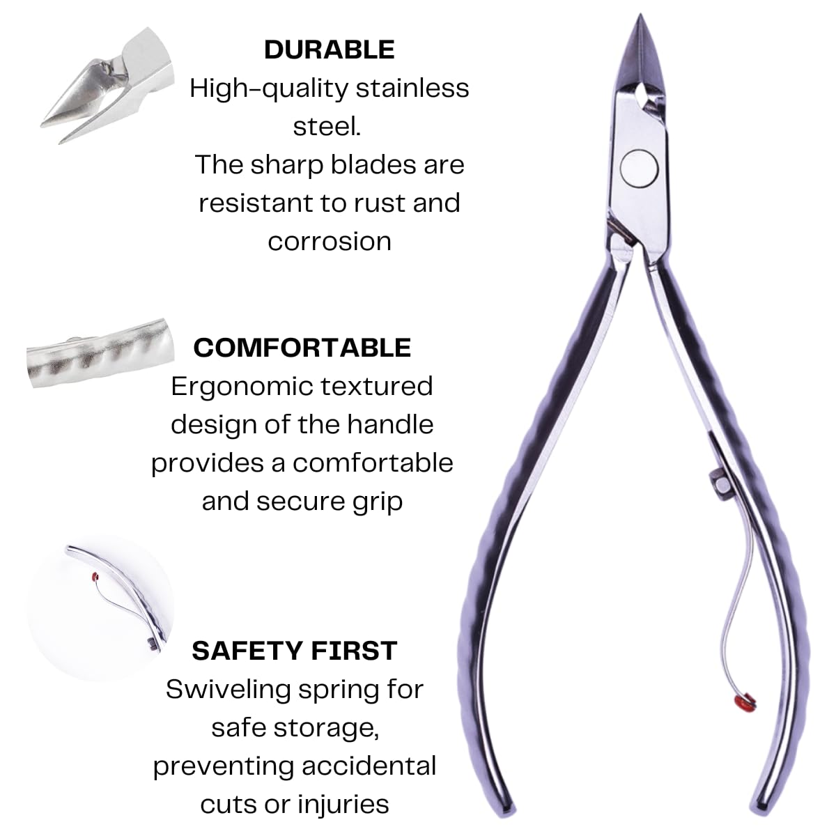 Mundial manicure stick included for clean, controlled nail grooming at home