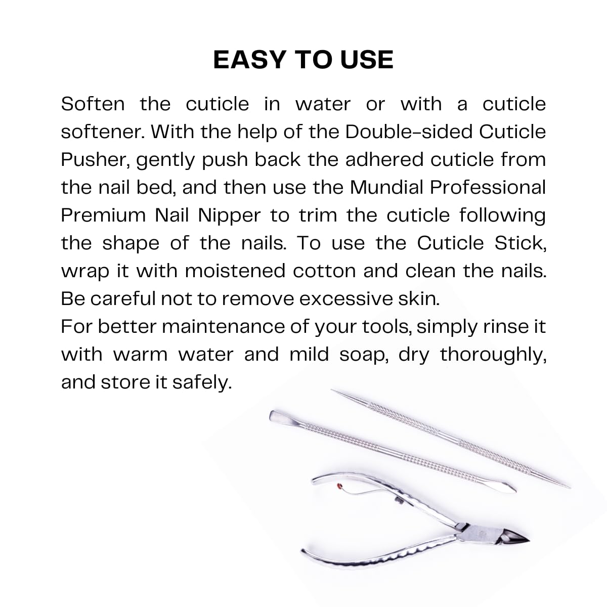 Mundial nail care set in use during an at-home manicure