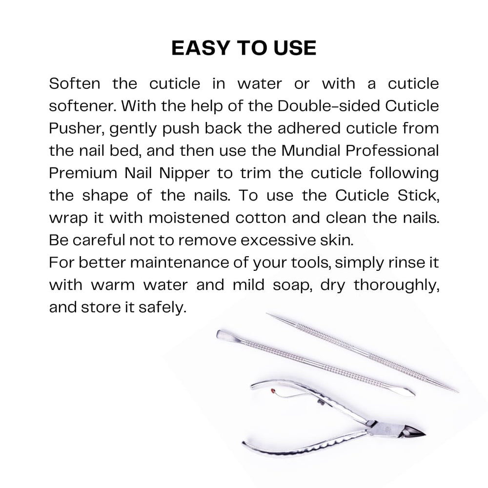 Mundial nail care set in use during an at-home manicure