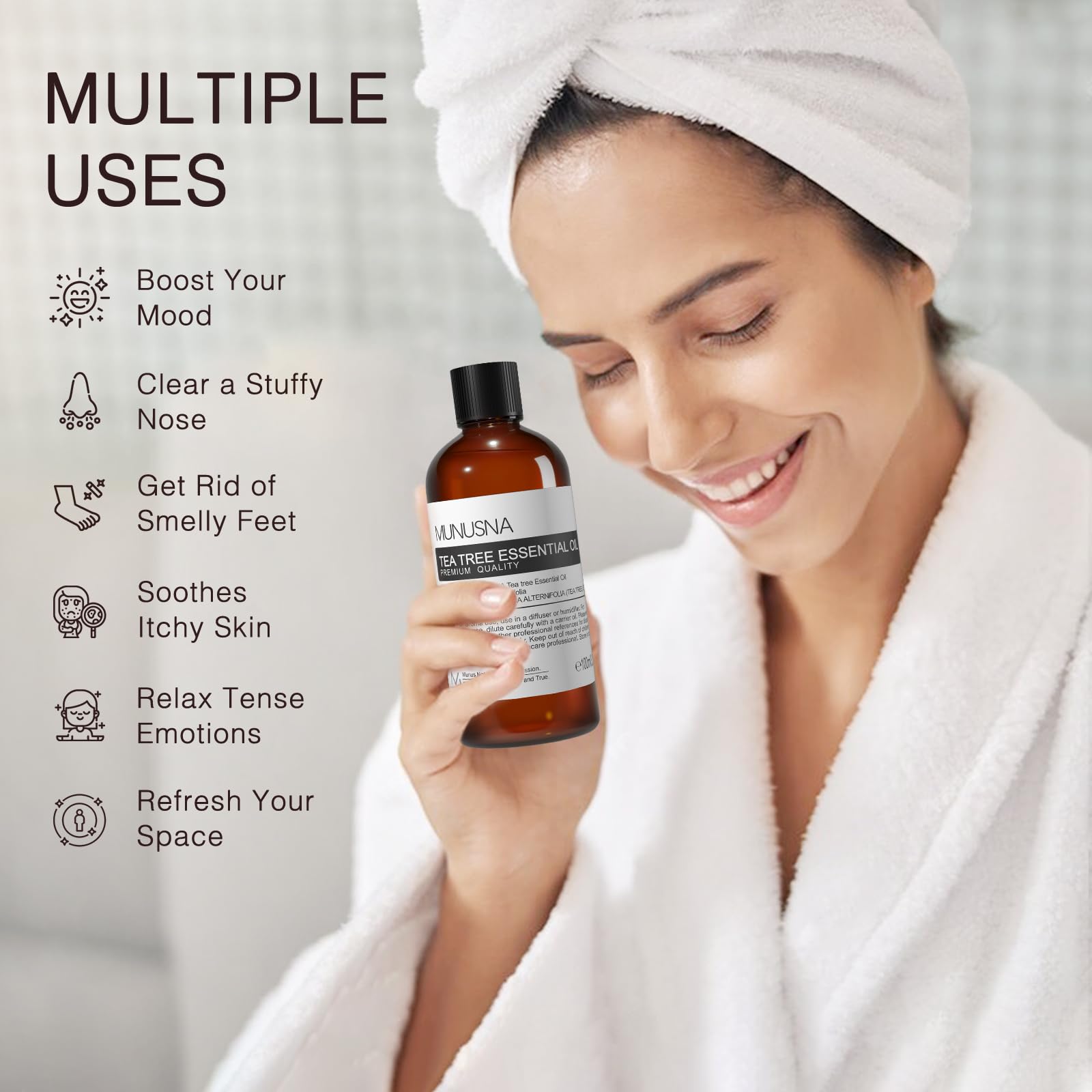 MUNUSNA diluted oil applied to skin demonstrating soothing and calming support