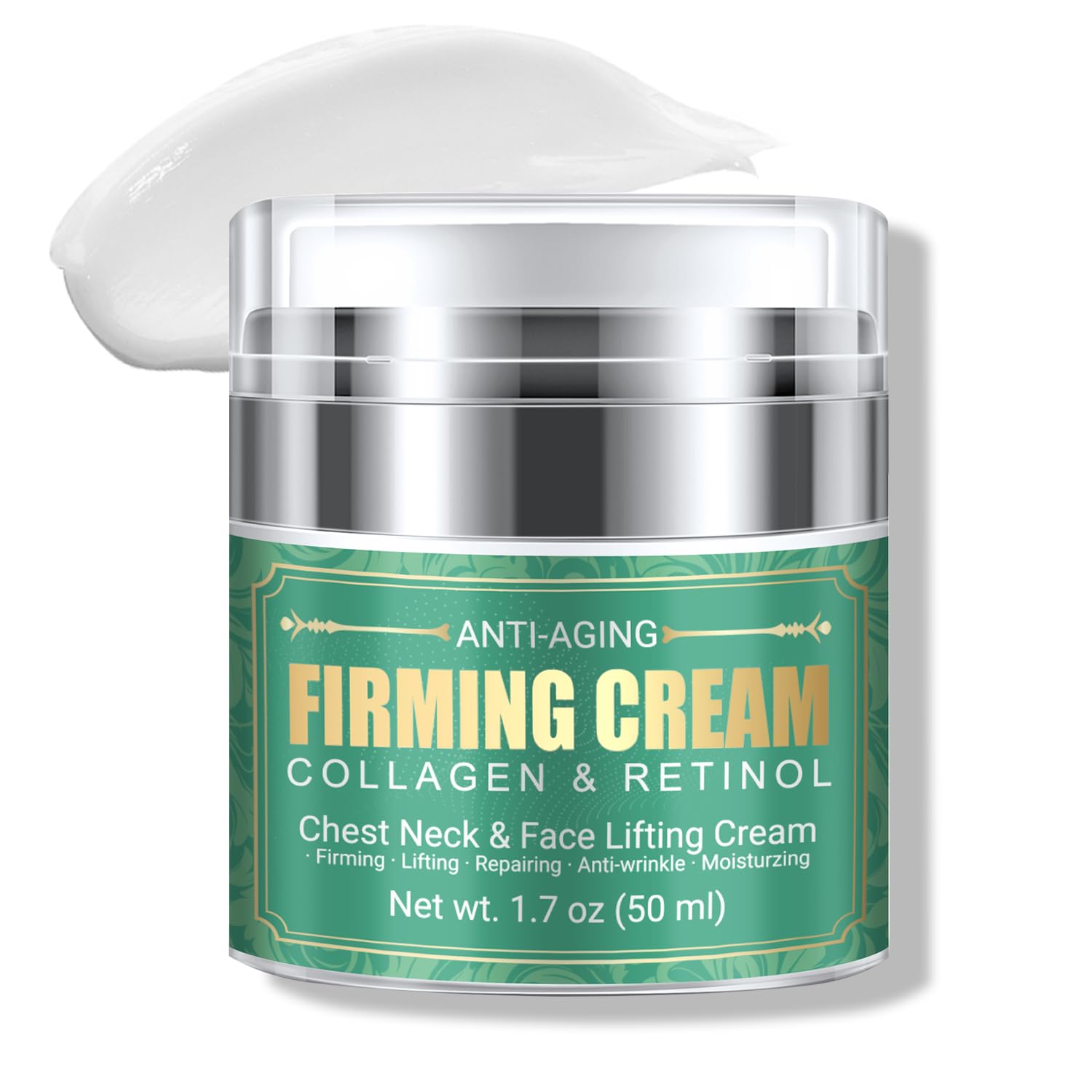 MUOCOBU neck cream jar closeup for firming neck skin.
