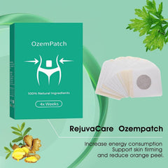 MUPUFU Rejuvacare Ozem patch being applied to the abdomen for easy use