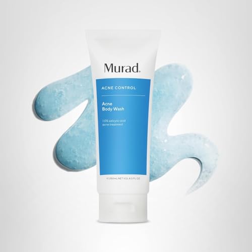 Murad Acne Body Wash packaging close-up notes paraben- and sulfate-free formula.