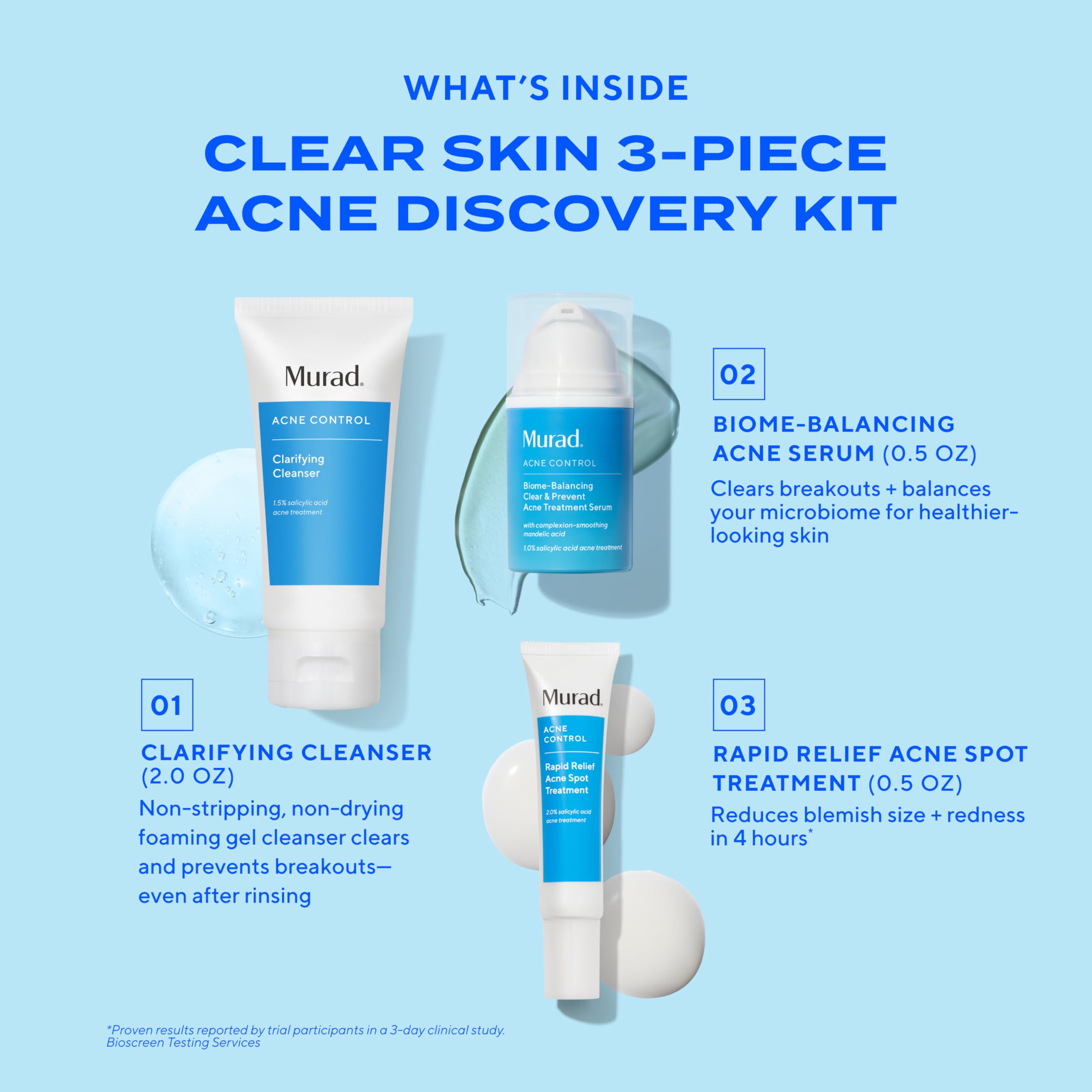 Murad Acne Trial Kit acne treatment tube for biome-balancing care with mandelic acid