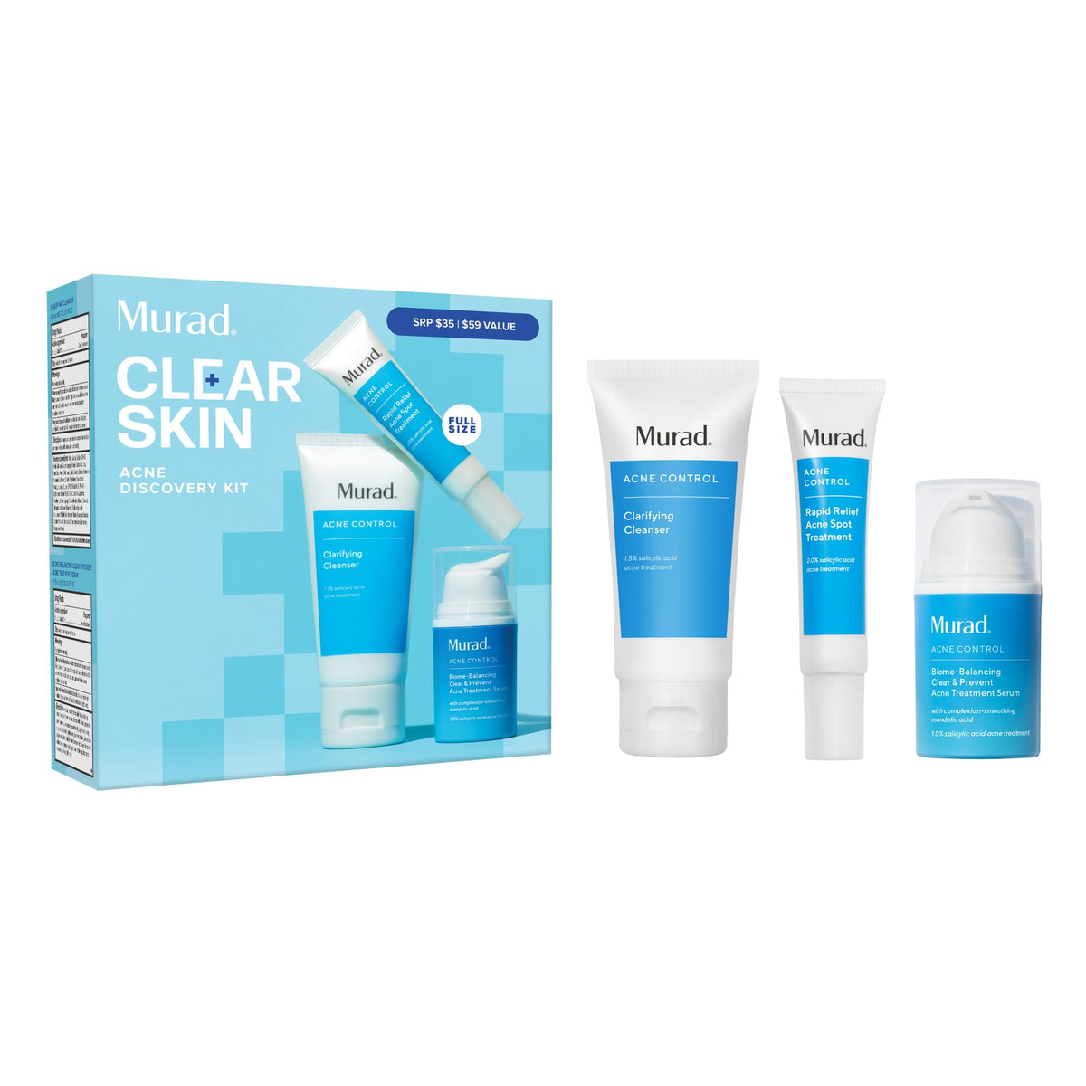 Murad Acne Trial Kit front packaging for travel-friendly routine and discovery