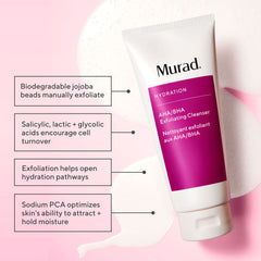 Murad bottle and label swatch illustrating gentle exfoliation and texture.