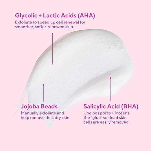 Murad AHA/BHA Exfoliating Cleanser closeup of active acids for smoother skin.
