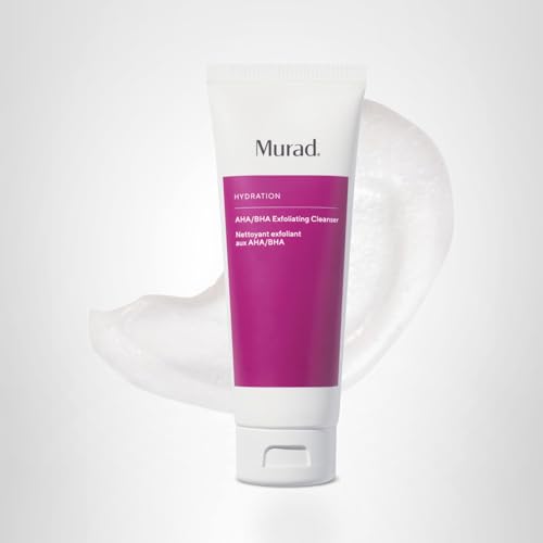 Murad AHA/BHA Exfoliating Cleanser packaging display signals trusted skincare.