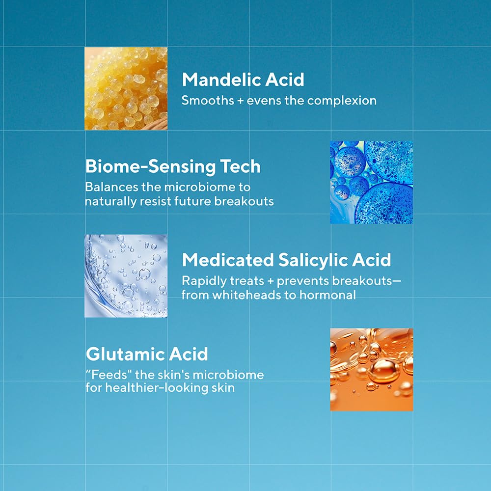 Murad Biome-Balancing Acne Serum applied to skin demonstrates daily-use routine.