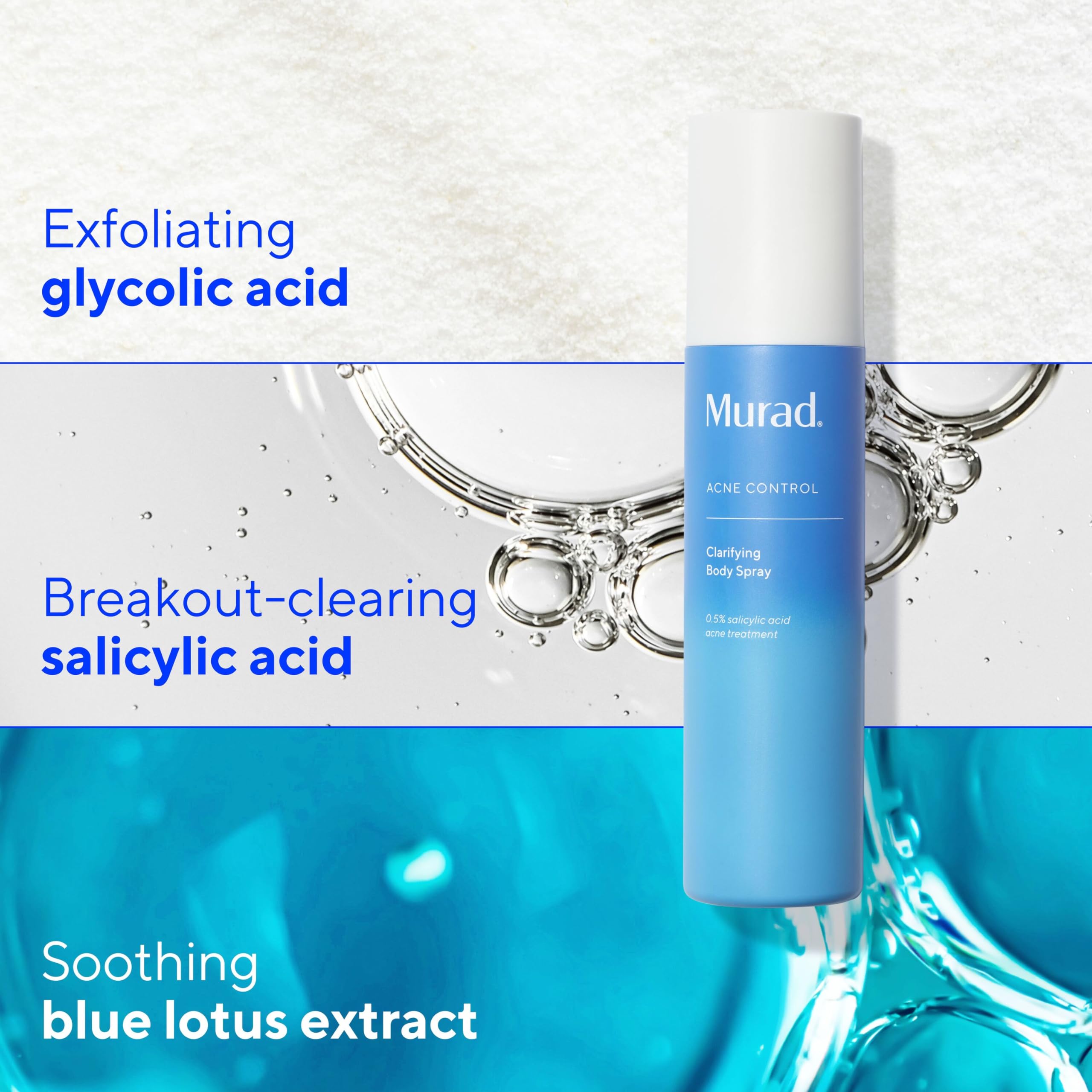 Murad Clarifying Body Spray dispense action demonstrates continuous spray for even coverage