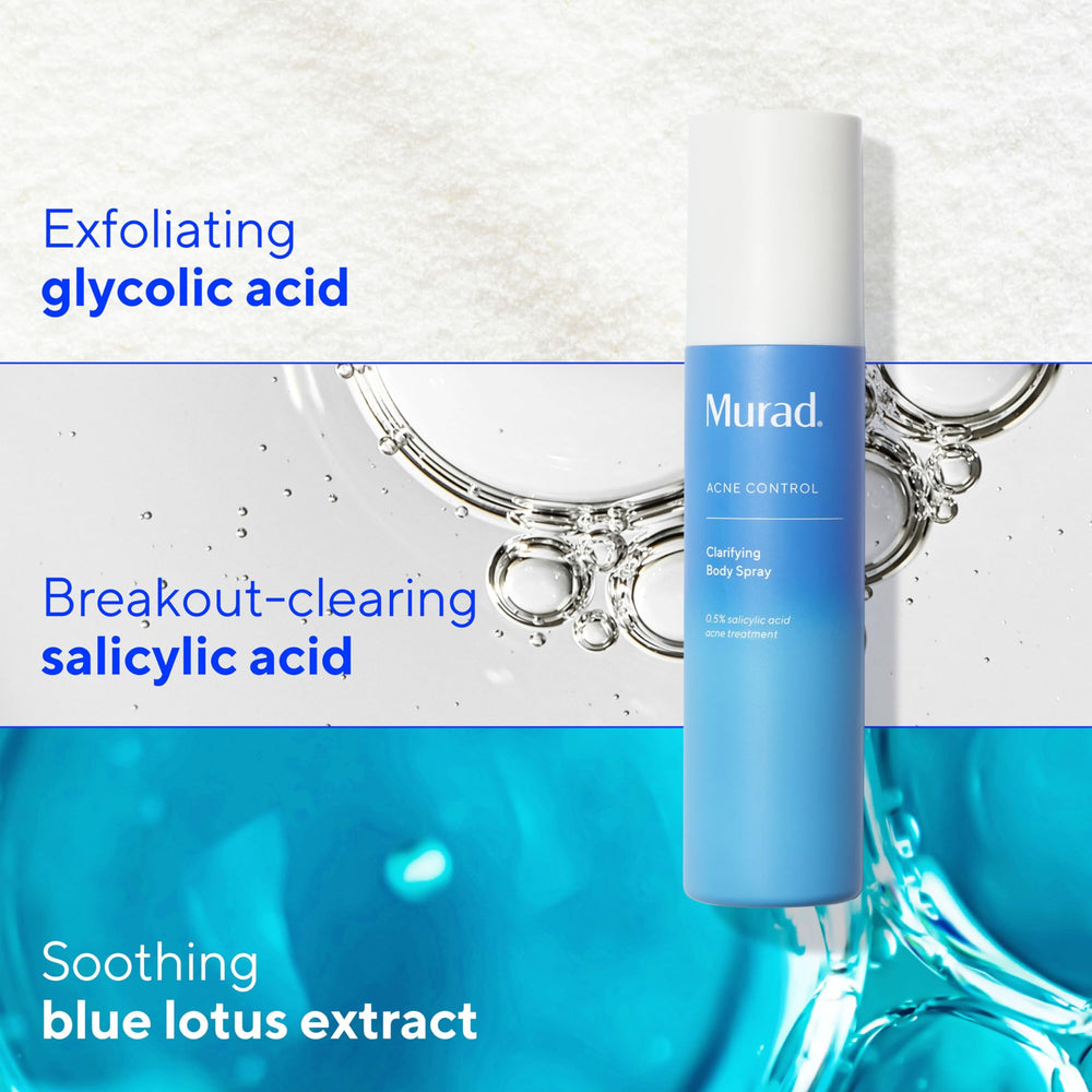 Murad Clarifying Body Spray dispense action demonstrates continuous spray for even coverage