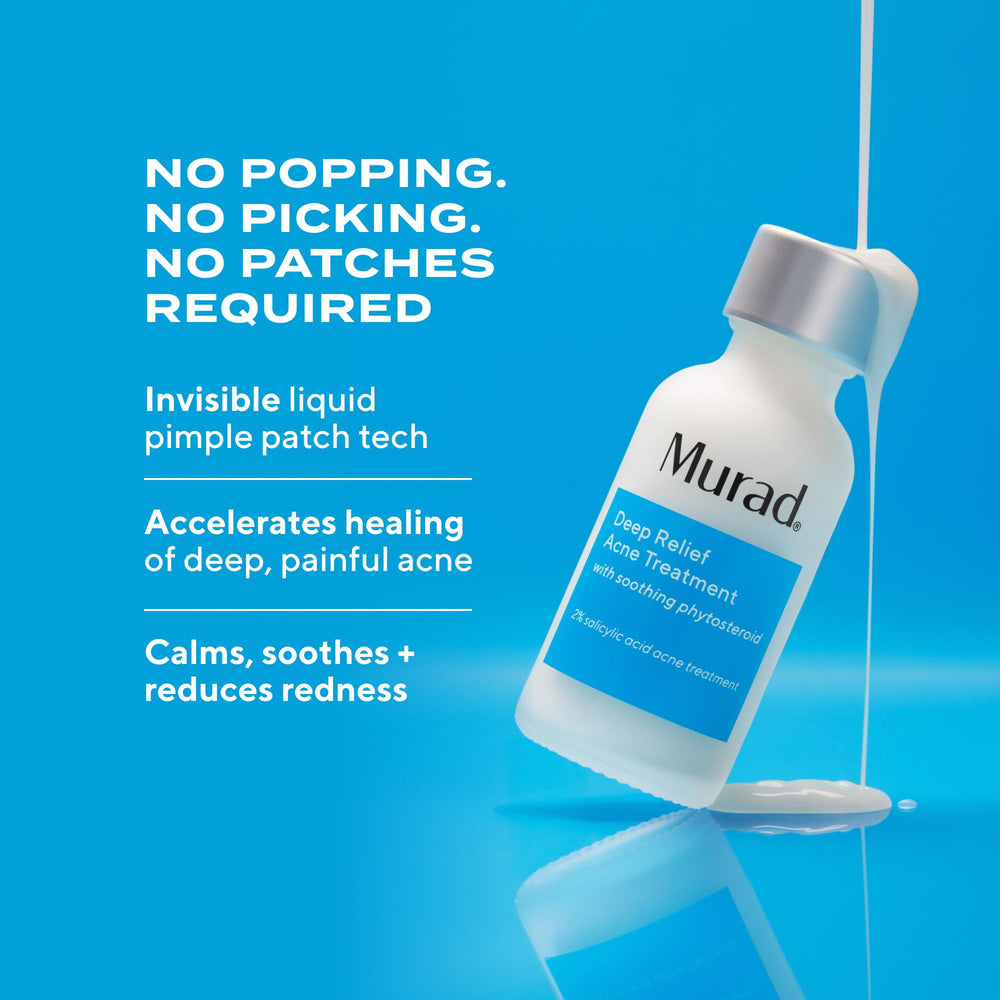 Murad Deep Relief bottle label communicates product key details clearly.