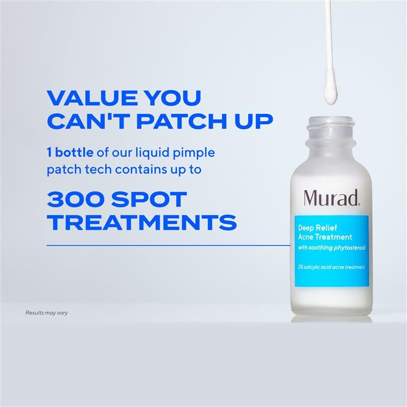 Murad Deep Relief close-up on face shows focus on deep acne areas.