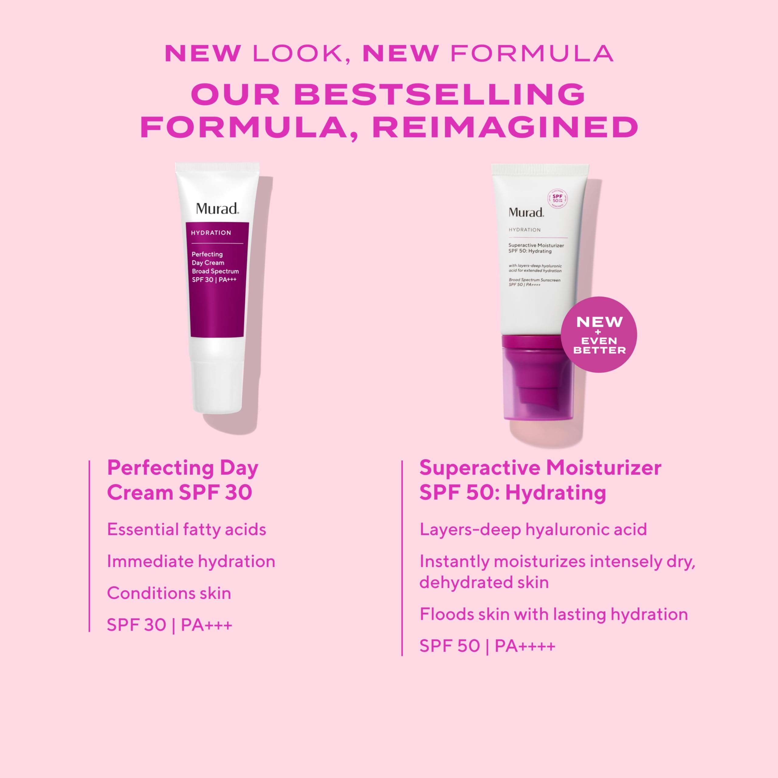 Murad Lightweight formula closeup emphasizes non-comedogenic daily wear.