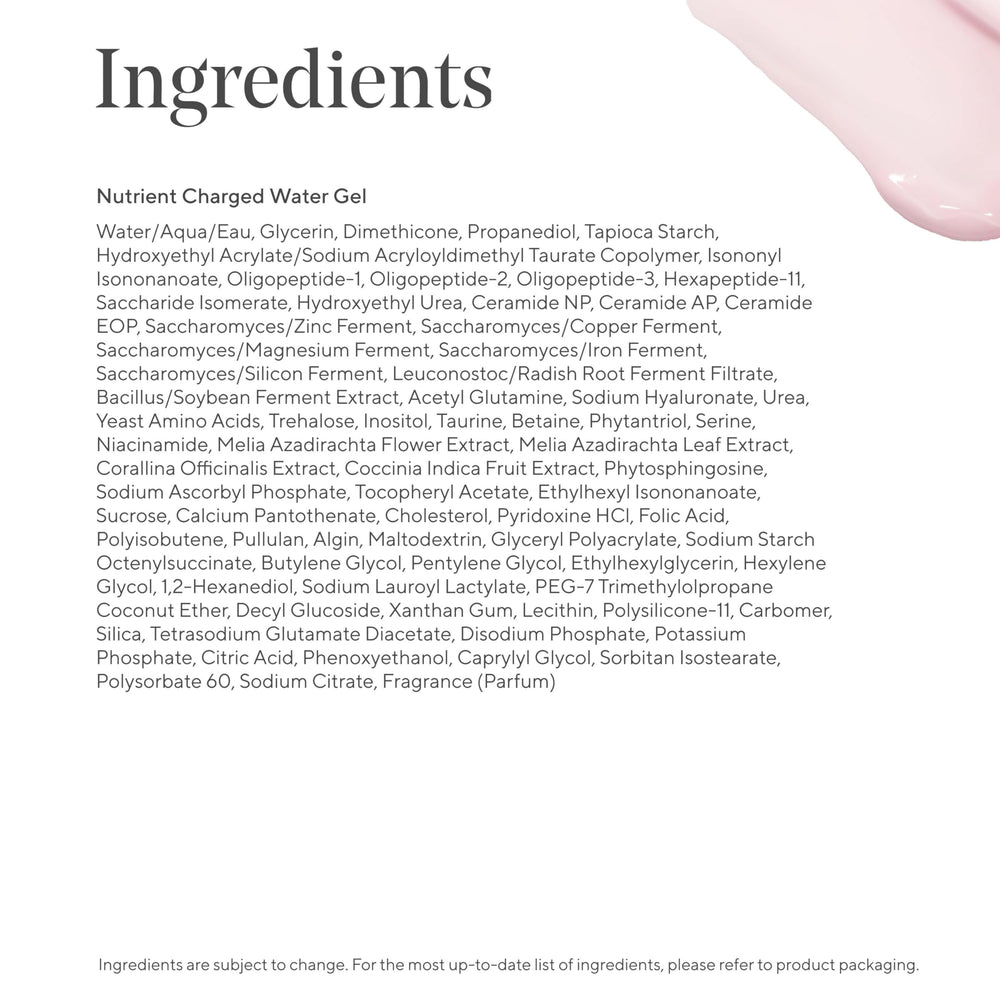 Murad Nutrient-Charged Water Gel ingredients highlight vitamins and minerals for nourishment