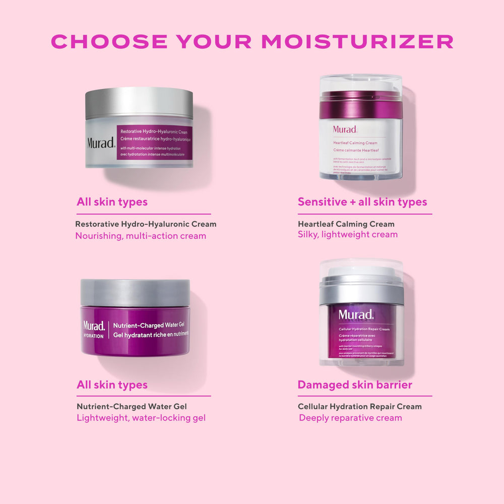 Murad Nutrient-Charged Water Gel minimalist packaging emphasizes clean vegan formula
