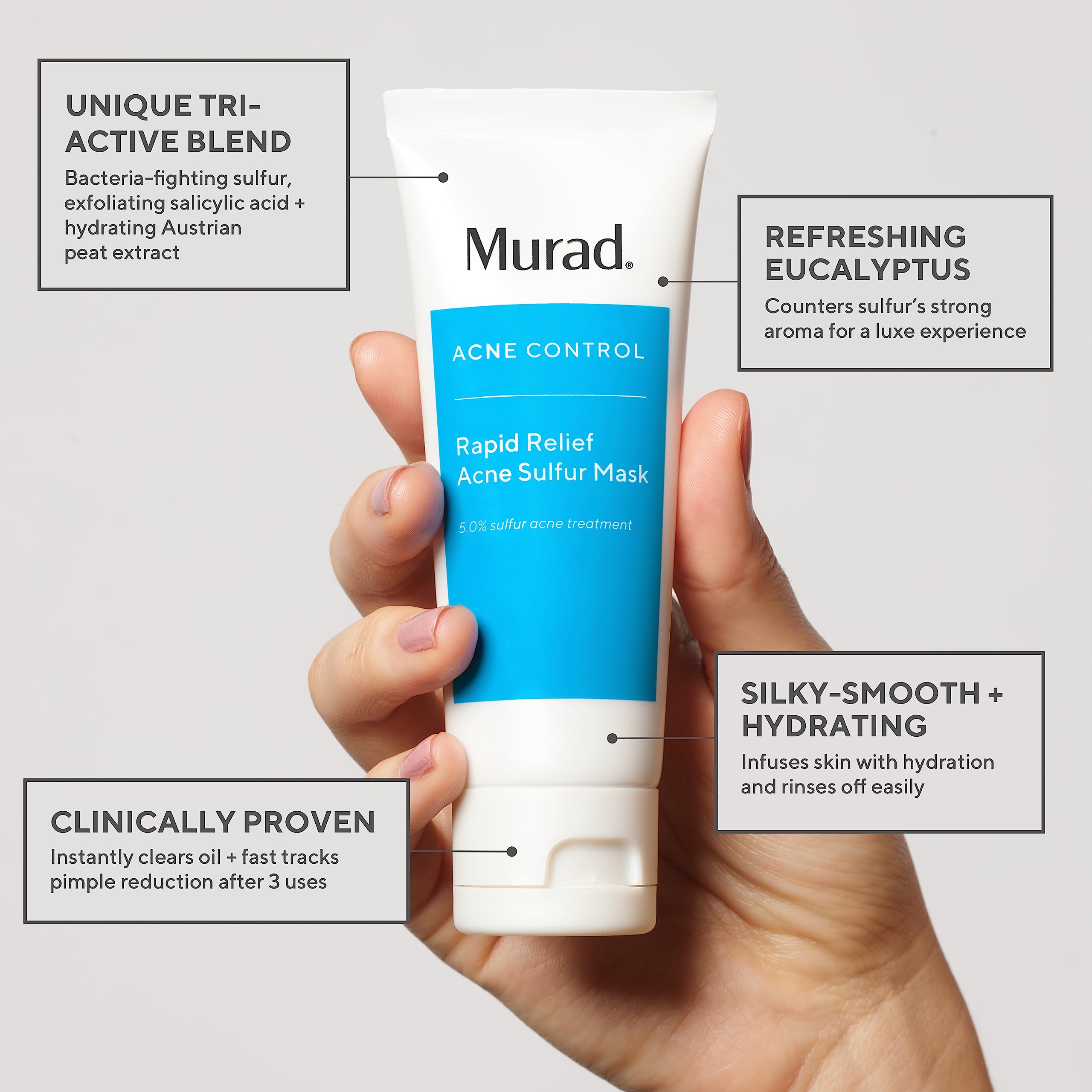Murad Rapid Relief mask being spread across the skin for even coverage.