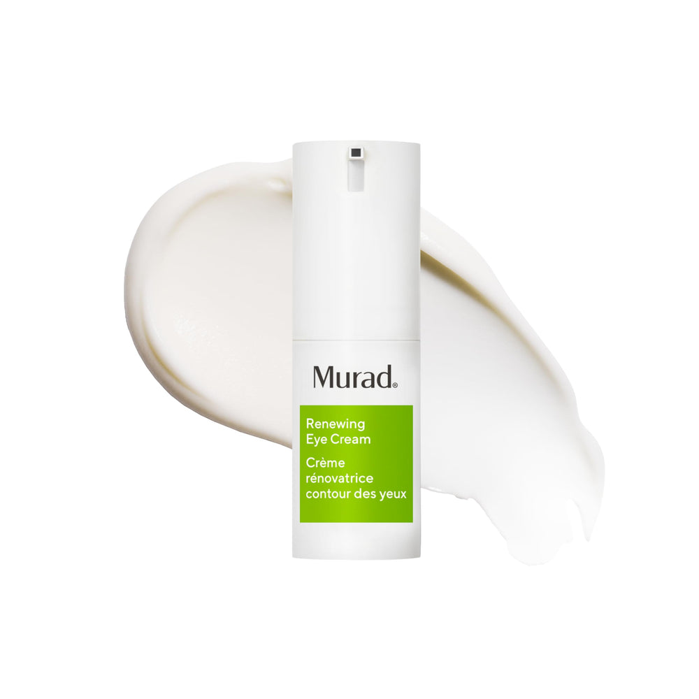 Murad Renewing Eye Cream tube closeup showing creamy texture for smoother eye area